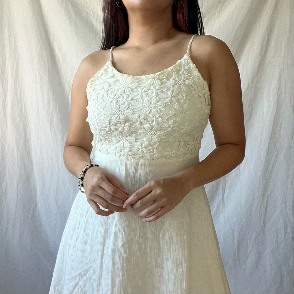 White floral lace dress